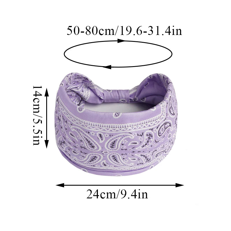 1PCS Boho Flower Print Wide Headband Cotton Soft Bandana Headpiece Hair Accessories For Women Hair Bands DIY Headwear Hairband