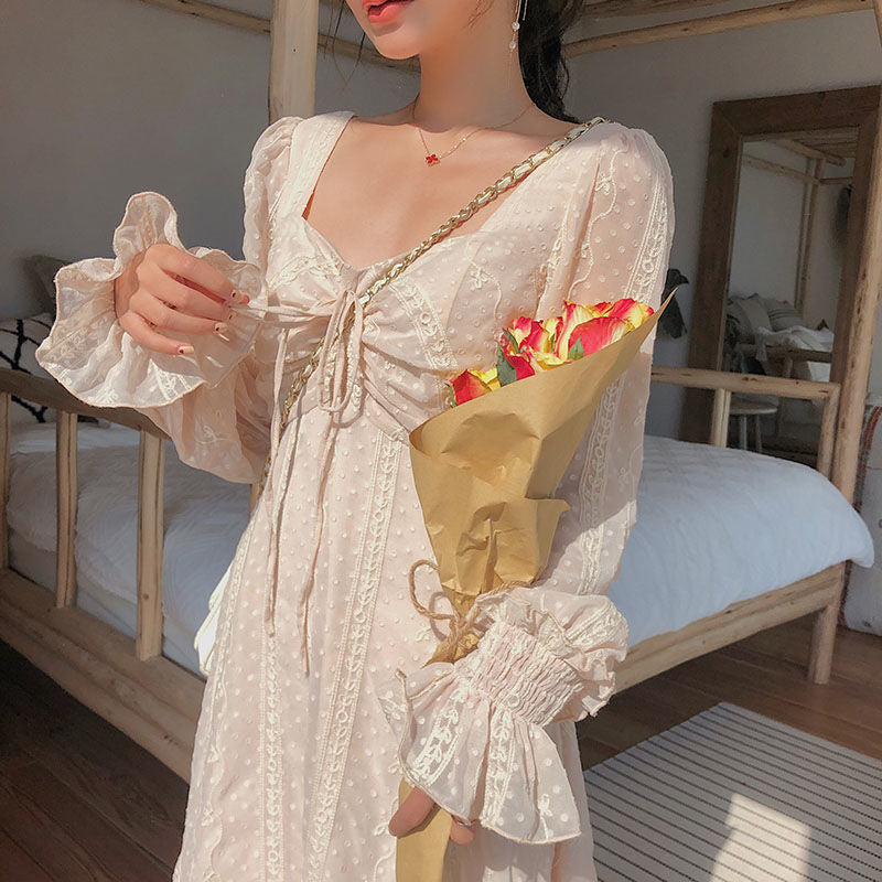 Vintage Fairy Dress Women Elegant Designer Chiffon Dress Long Sleeve French Party Midi Dress Casual Women&#39;s Clothing Autumn 2022