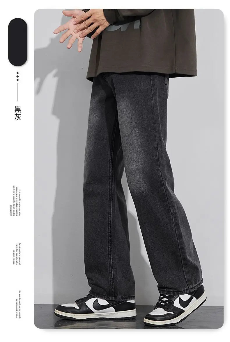 Jeans Men Wide Leg Explosive Jeans Male Loose Straight Denim Pants 2025 Autumn Harajuku Vintage Blue Trousers Streetwear Clothes