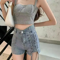 Skinny Denim Shorts For Women Jorts High Waist Tight Booty Short Jean Pants Woman Wholesale Outdoor Luxury Aesthetic Comfy Flowy