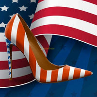American Flag Prints Pointed Toe Pumps Sexy Thin Heel Mixed Colors Slip On New Arrivals Fashion Women High Heels