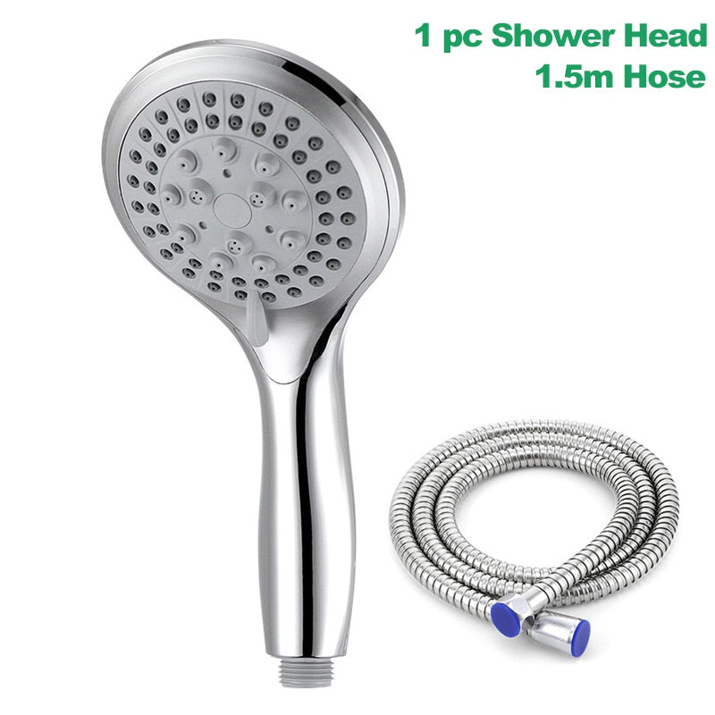 Zhang Ji 5 Modes Silicone Nozzle Shower Head HandHold Rainfall Jet Spray High Pressure Powerful Shower Head Chrome Plating