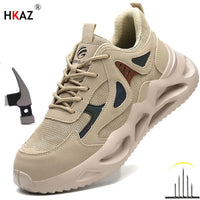 Work Sneakers Men Steel Toe Shoes Spring and Autumn Annals Safety Breathable Shoes Puncture-Proof Boots Fashion Indestructible