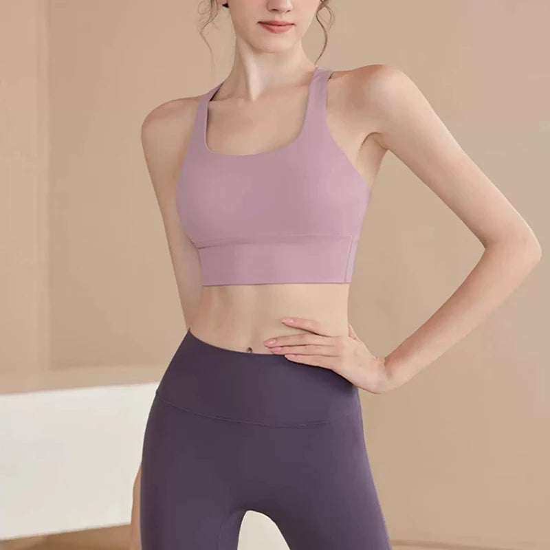 Women's High-Intensity Shock-proof All-in-one Sports Bra for Running Yoga Fitness Professional Huddle Top for All Seasons