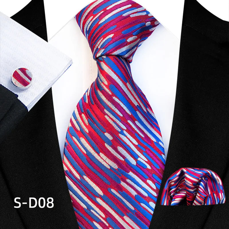 Flower Dot Ties For Men Luxury 8cm Wide Floral Wed Necktie Pocket Square Cufflinks Set Fashion For Men Party Wedding Gift