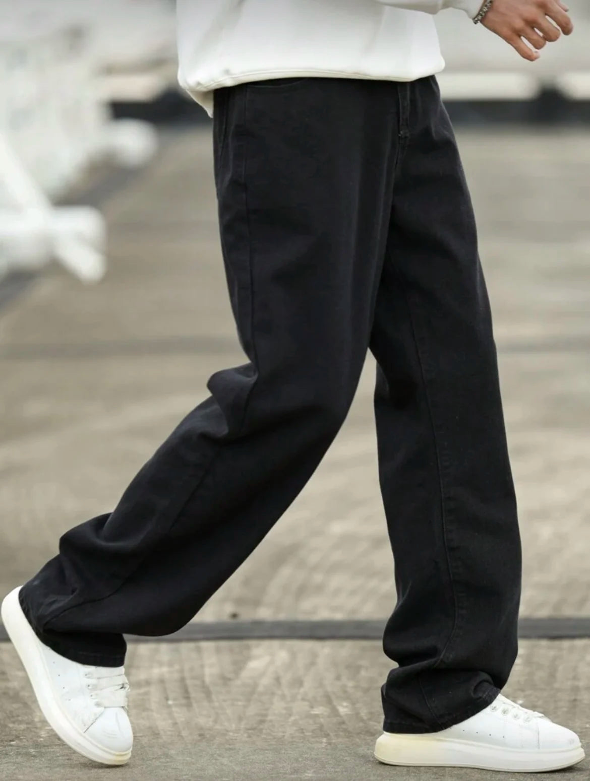 Men's Wide Leg Jeans - Oversized Straight Fit Denim Pants with Casual Drop Crotch