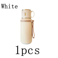 Stainless Steel Thermos Cup 600ml 24h Insulation Insulated Water Bottle with Cup Portable Handheld Tumbler for Camping Hiking