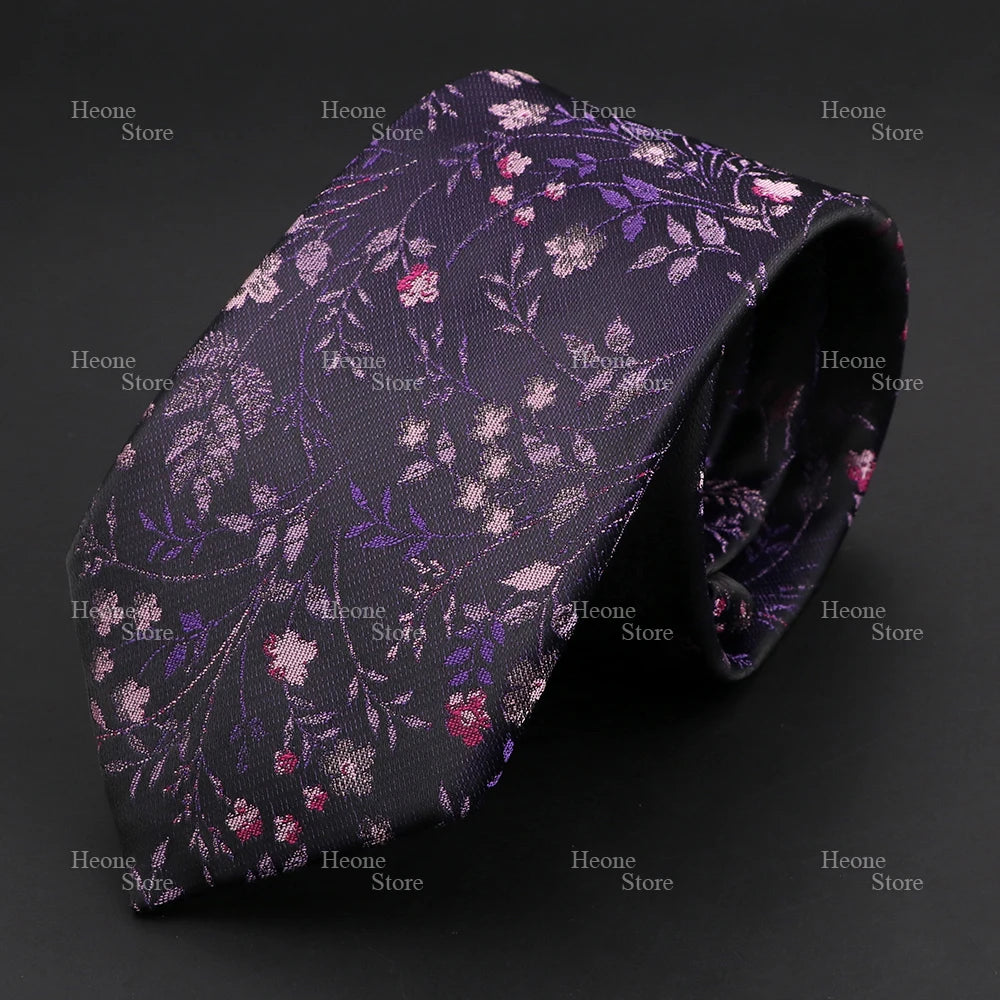 Novelty Men's Tie Floral Rose Constellation Designed Wave Lines Pattern Red Blue Green Neckties Fit Party Dinner Wedding Cravat