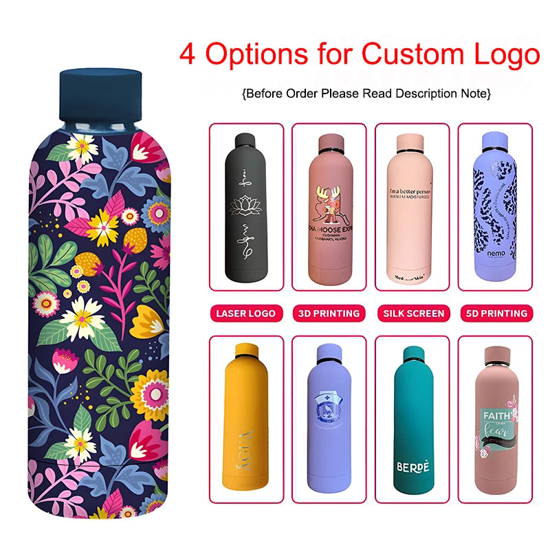 Custom Logo Thermos Large Vacuum Flask Stainless Steel Portable Thermos Bottle Outdoor Sports Water Bottle Travel Mug 500/750ml