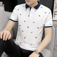 Fashion Lapel Button All-match Printed Polo Shirts Men Clothing Summer New Oversized Casual Pullovers Loose Korean T-Shirt