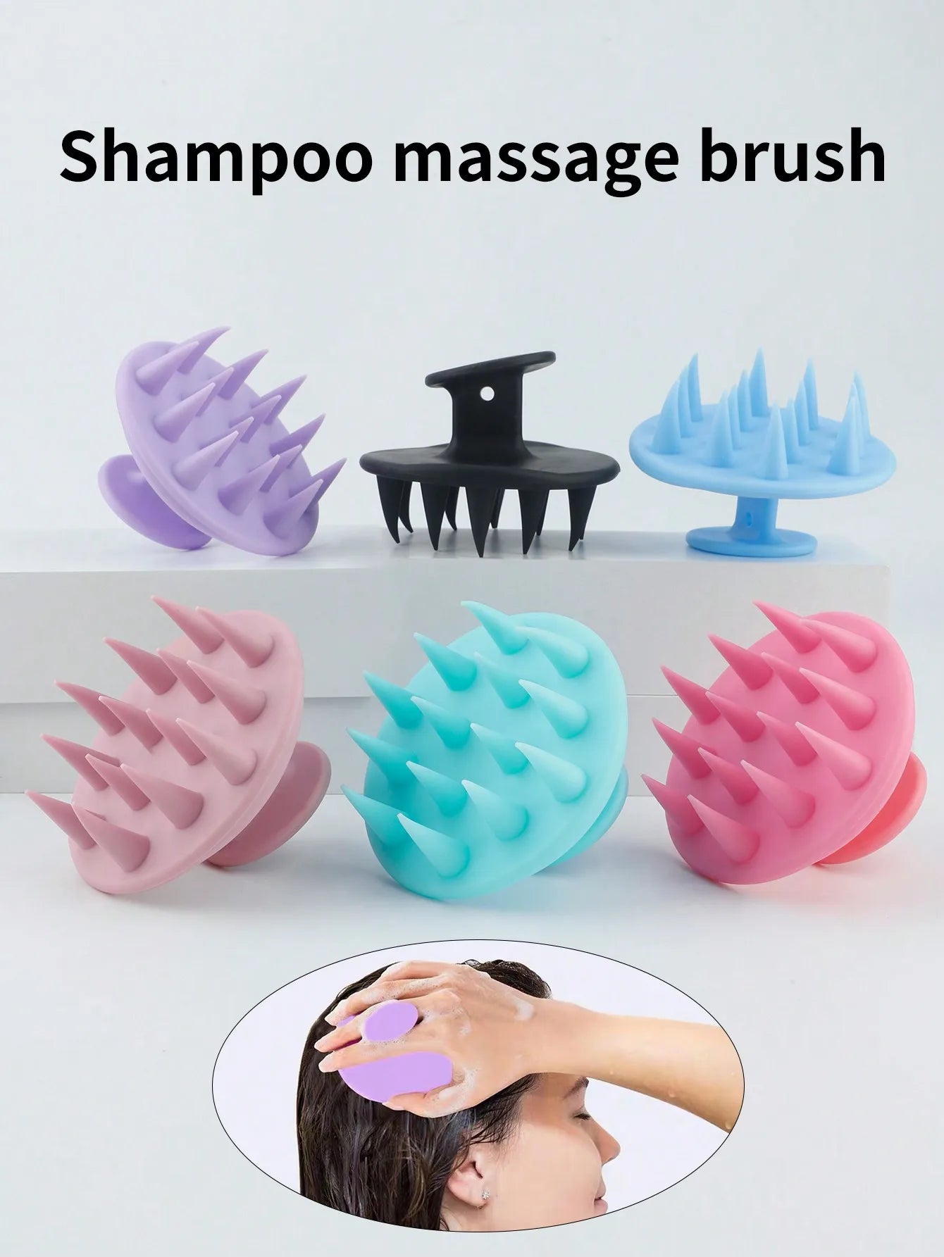 1pc Silicone Shampoo Brush Body Massage Brush Bath Shower Brush Salon Hairdressing Tool Scalp Massage Comb Hair Washing Comb