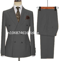 2024 New Design Double Breasted Men Suit Orange Slim Fit Peak Lapel Wedding Suits For Men Prom Blazer Groom Tuxedo Jacket Pants