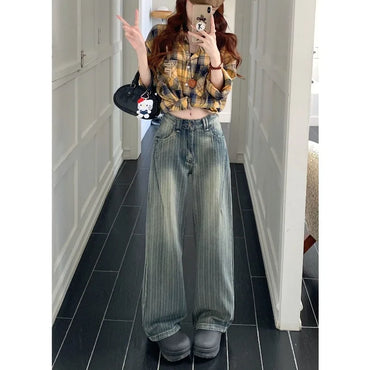 Casual Loose Jeans Wide Leg Flared Trousers High Waist Comfort Stretch Denim Pants for Women Fashion Trend  Women's jeans