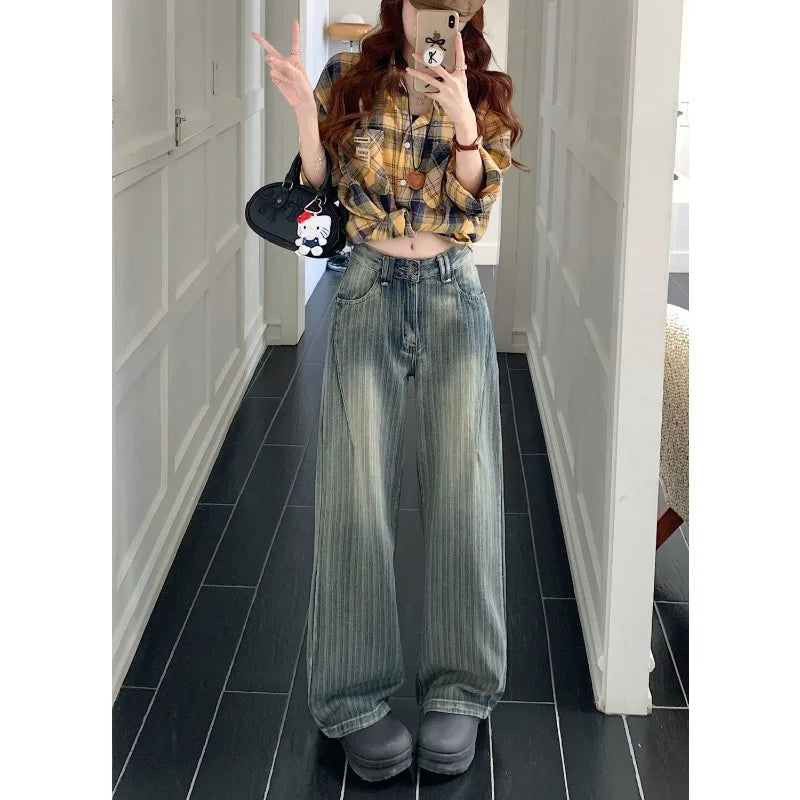 Casual Loose Jeans Wide Leg Flared Trousers High Waist Comfort Stretch Denim Pants for Women Fashion Trend  Women's jeans