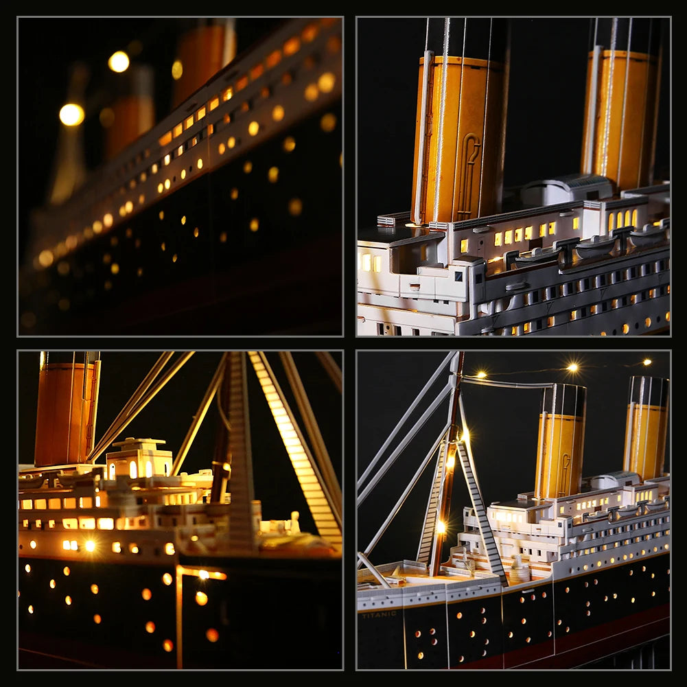 CubicFun 3D Puzzles Ship from PL/US/RU LED Flying Dutchman Pirate Ship Model Queen Anne Revenge Sailboat Titanic Ship Jigsaw