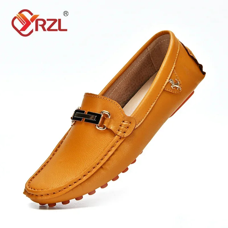 YRZL Shoes Men Handmade PU Leather Loafer Casual Driving Flats Slip-on Shoes Luxury Comfy Moccasins White Loafers Shoes for Men