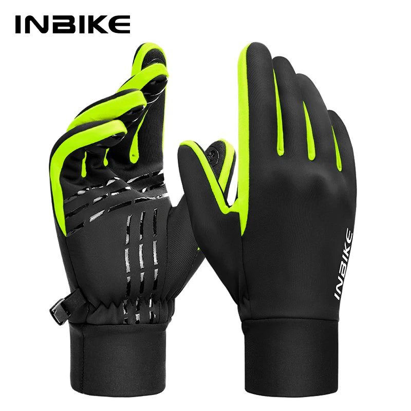 INBIKE Winter Gloves for Men Women Thermal Fleece Cycling Gloves Full Finger Touchscreen Anti-Shock Road Mountain Bicycle Gloves