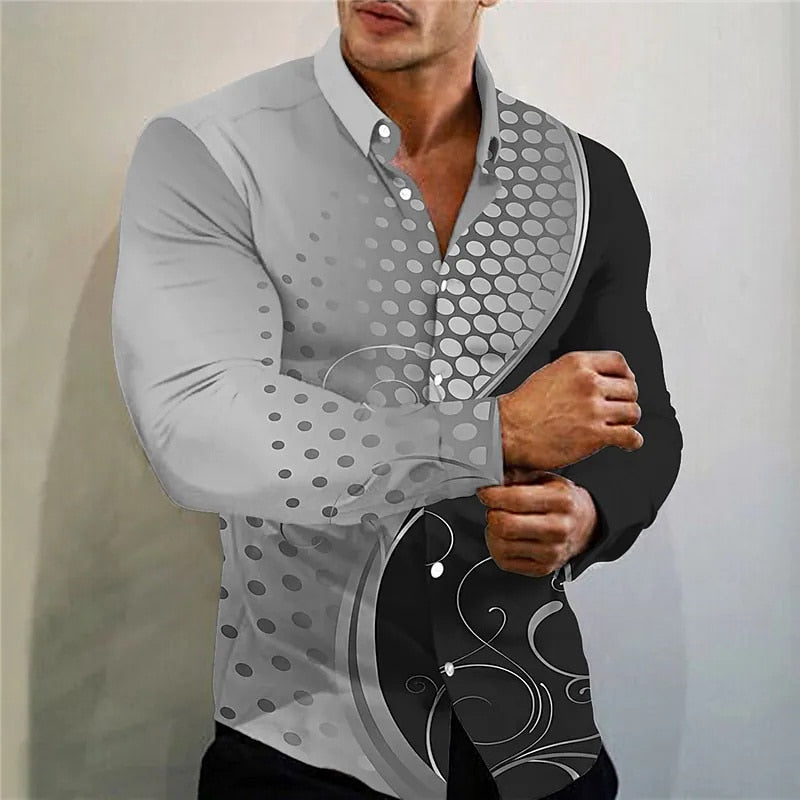 Fashion New Design Men's Top Button Lapel Long Sleeve Shirt Prom Casual Outdoor Street Pattern Blue Gold 2023 Plus Size 6XL