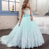 Girls Christmas Dress Formal Sleeveless Girls Party Dresses Back Hallow Out Kids Ball Gown Flower Bowknot Girl Princess Dress