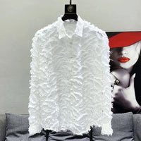 Mens Shirt Y2k Hollow Feather Tassel Shirt Streetwear Niche Personality Breathable Nightclub Trend Tops Men'S Clothing 2024