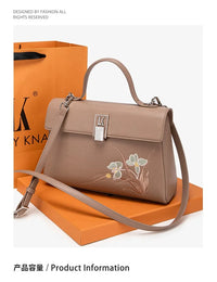 Ladies' one shoulder cross body bag soft new handbag new color contrasting embroidered cross body handbag
