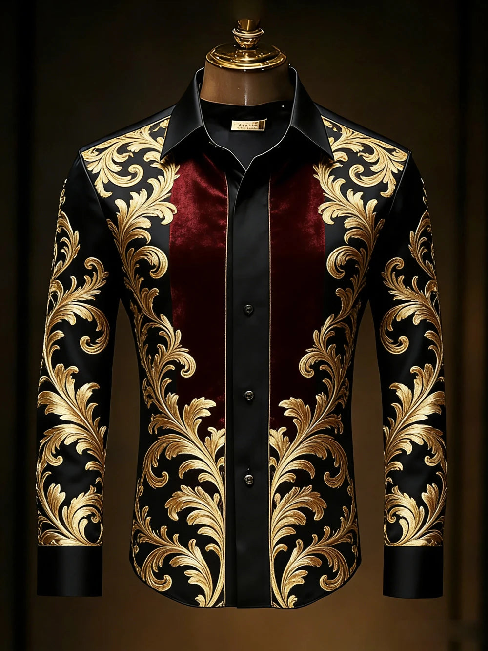 Men's retro gorgeous long-sleeved shirt gold pattern 3D printed shirt Hawaiian vacation wedding party shirt quick-drying for You