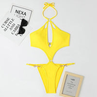 Women Monokini Comfy Solid Color Beachwear Hollow One-piece Beach Swimsuit Swimwear Accessories Women's Swimsuit Bikini 2023