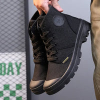 Boots for Men Ankle Retro Canvas Booties Man Shoes Short Barrel Hot Selling Vintage Non Slip Footwear Offers Cheap Fashion New