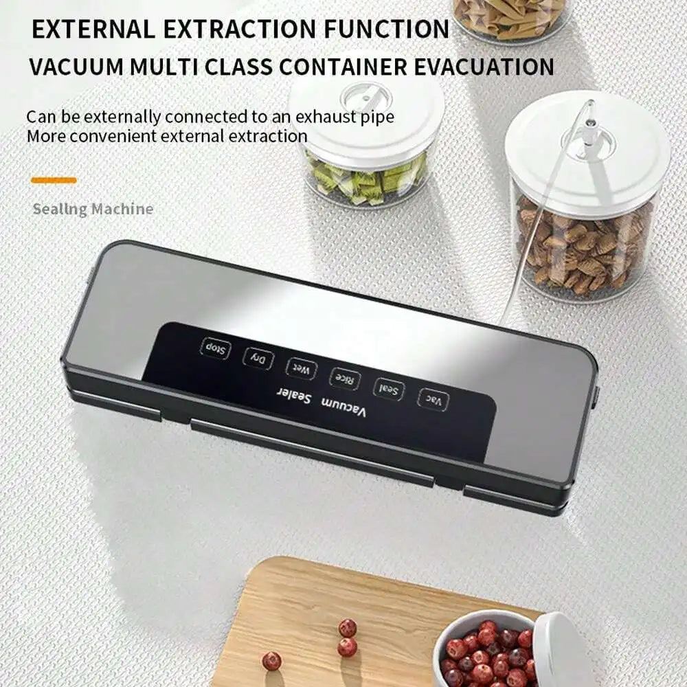 Electric Vacuum Sealer Dry/Wet Food Sealed Packaging Kitchen Food Storage Seal Built-in Cutter Knife