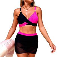 2026 New Women's Two-Piece Swimsuit with Mesh Skirt Sports Bikini High Elasticity Quick Dry Comfortable Nylon Fabric for Swim...