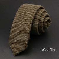 Original High Quality Solid Cotton Handmade Wool Ties Men Necktie Striped Narrow Collar Slim Cashmere Casual Tie Accessories