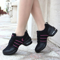 Breathable Dance Sneakers Woman Man Black Red Air Mesh Split-sole Square Dance Salsa Dancing Shoes Girls Ladies Sports Shoes