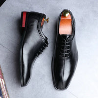 Men's Classic Business Shoes Microfiber Leather Square Toe Lace-up Mens Dress Office Flats Men Fashion Wedding Party Oxfords