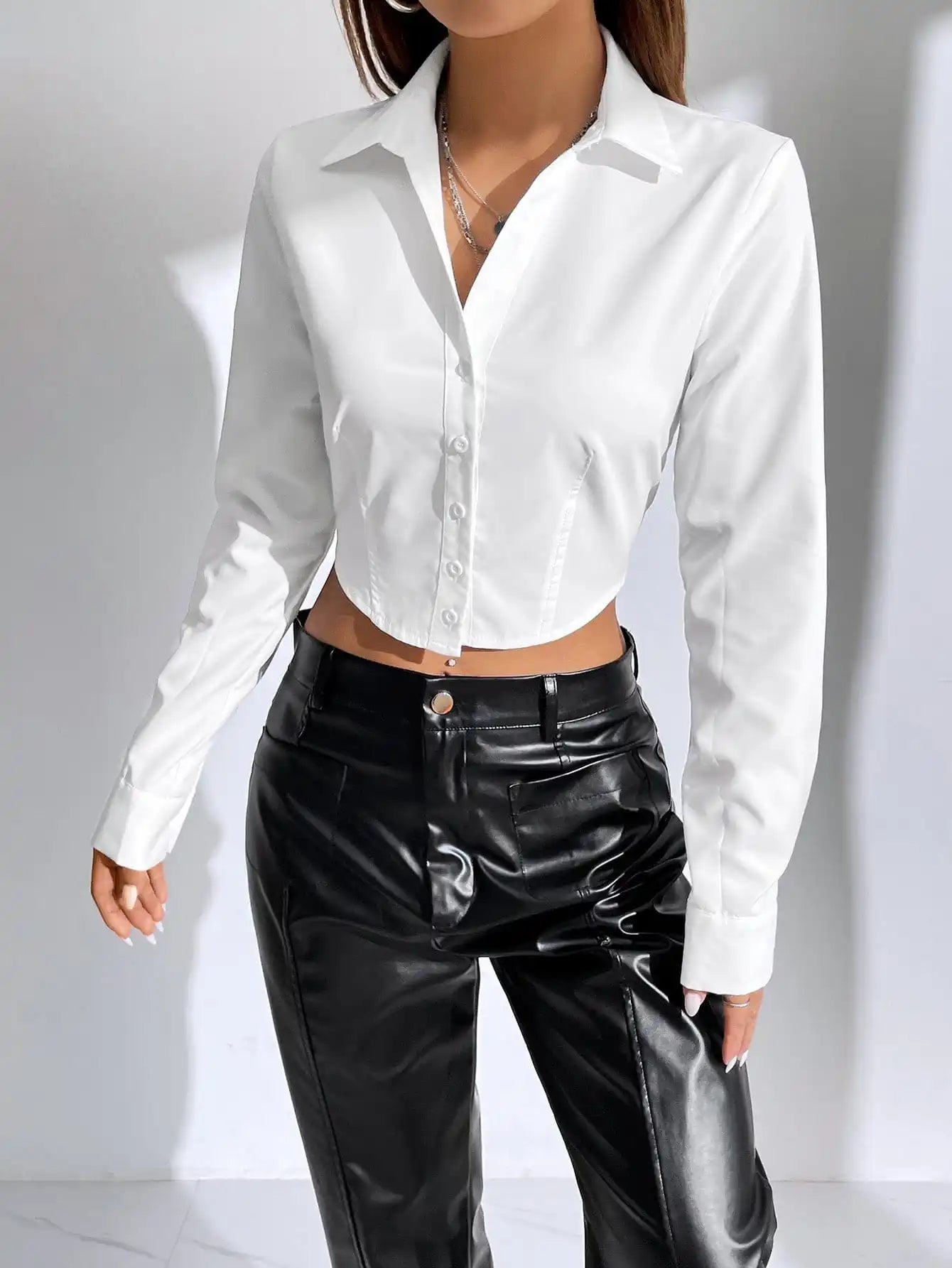 Spring and summer casual shirt fashion personality style senior white collar long sleeve women's wear
