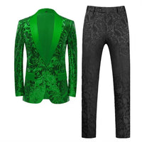 Red Sequin Blazer & Pants Set , Men's Shiny Party Outfit Suits for Weddings, Concerts & Festive Celebrations