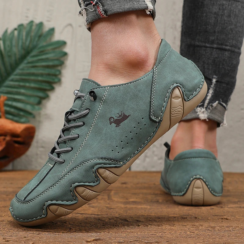 Spring Men Low Cut Leather Sneaker Soft Soled Loafers Anti Slip Flat Bottom Casual Shoes Large Size Zapatillas Para Hombre 2025