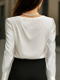 New Spring/Summer Stylish & Sophisticated Solid-Color Satin Blouse  Elegant Professional Office Wear and Date-Night Shirt for Wo