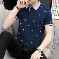 Fashion Lapel Button All-match Printed Polo Shirts Men Clothing Summer New Oversized Casual Pullovers Loose Korean T-Shirt
