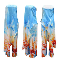 CM.YAYA Beach Holiday Print Women's Set Strapless High Low Blouse Top and Pants Suit 2025 Street Summer Two 2 Piece Sets Outfit