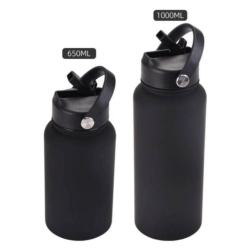 PuraCool Custom Water Bottle 650ml/22oz Insulated Thermos Personalized Tumbler Flask with Straw