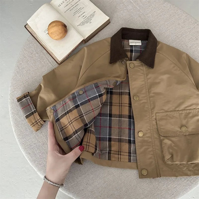 Fashion Baby Girl Boy Cargo Trench Jacket Infant Toddler Child Patchwork Coat Spring Autumn Child Dust Coat Baby Clothes 1-10Y