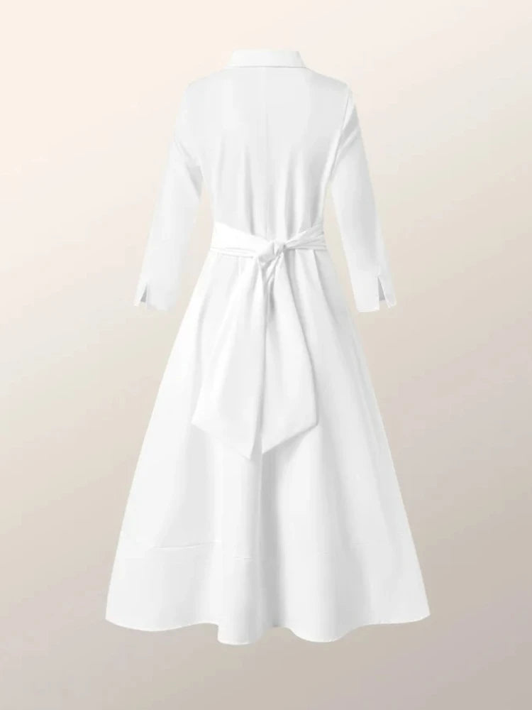 Dresses for Women 2023 Spring Summer Lapel Solid Strap Long Sleeve Dress White Dress Women Clothing Streetwear Evening Dresses