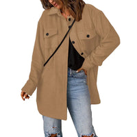 Winter Women Woolen Coat Top Elegant New 2024 Fashion Long Sleeve Turn Down Collar Single Breated Pocket Loose Jacket Outwear