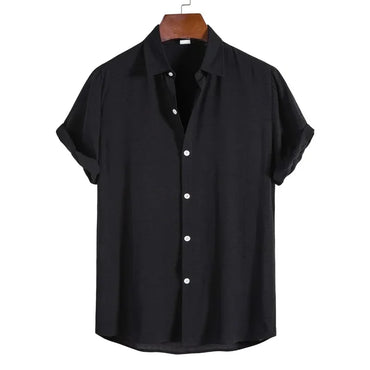 Camisas Para Hombre 2022 Summer Men's Fashion Trend Casual Solid Color Lapel Short Sleeve Shirts Men Clothing