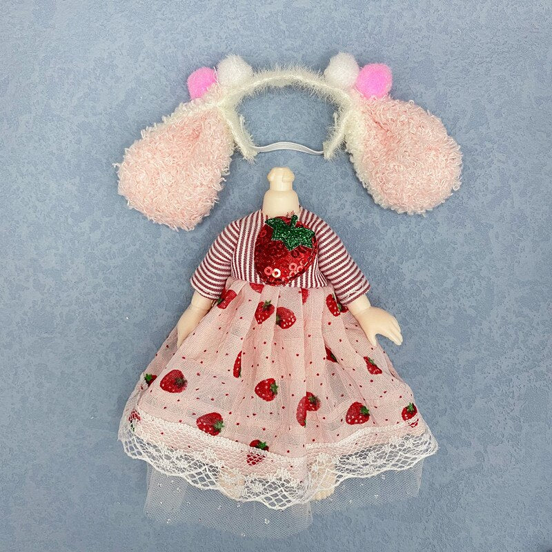 16cm Ob11 Doll Clothes 8 Points Bjd Dressup Cute Casual Suit Lolita Skirt Accessories Girl Dress Up Toys Children Birthday Gift