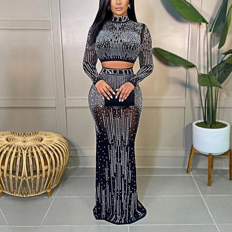 Women's Prom Dresses Evening Dresses Elegant Sexy Hot Diamond Skirt Set Women's Autumn 2022