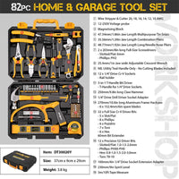 Complete Toolbox Hand Tool Set Household Repair Tool Kit Plastic Combination Package Inch Metric Wrech Screwdriver Hammer Box