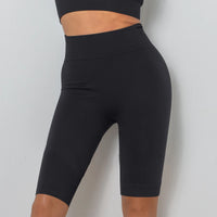 Black Women Gym Shorts High Waist Lifting Push Up Tight Sports Shorts Leggings Spandex Elastic Yoga Fitness Black Leggings