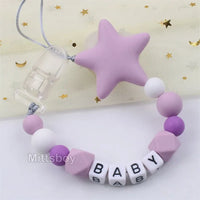 Free Handmade Personalized Name Baby Pacifier Clips Chains Silicone Beads Teether Teething Toys Dummy Holder Pacifier Chain Gift