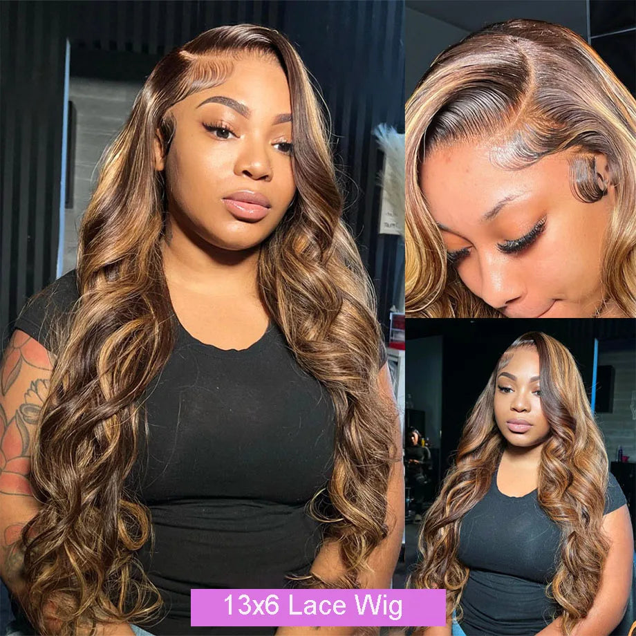Body Wave Wig Highlight Ombre Lace Front Wig Human Hair 30 32 Inch Colored Wigs 13x4 13x6 Hd Lace Frontal Wigs For Black Women